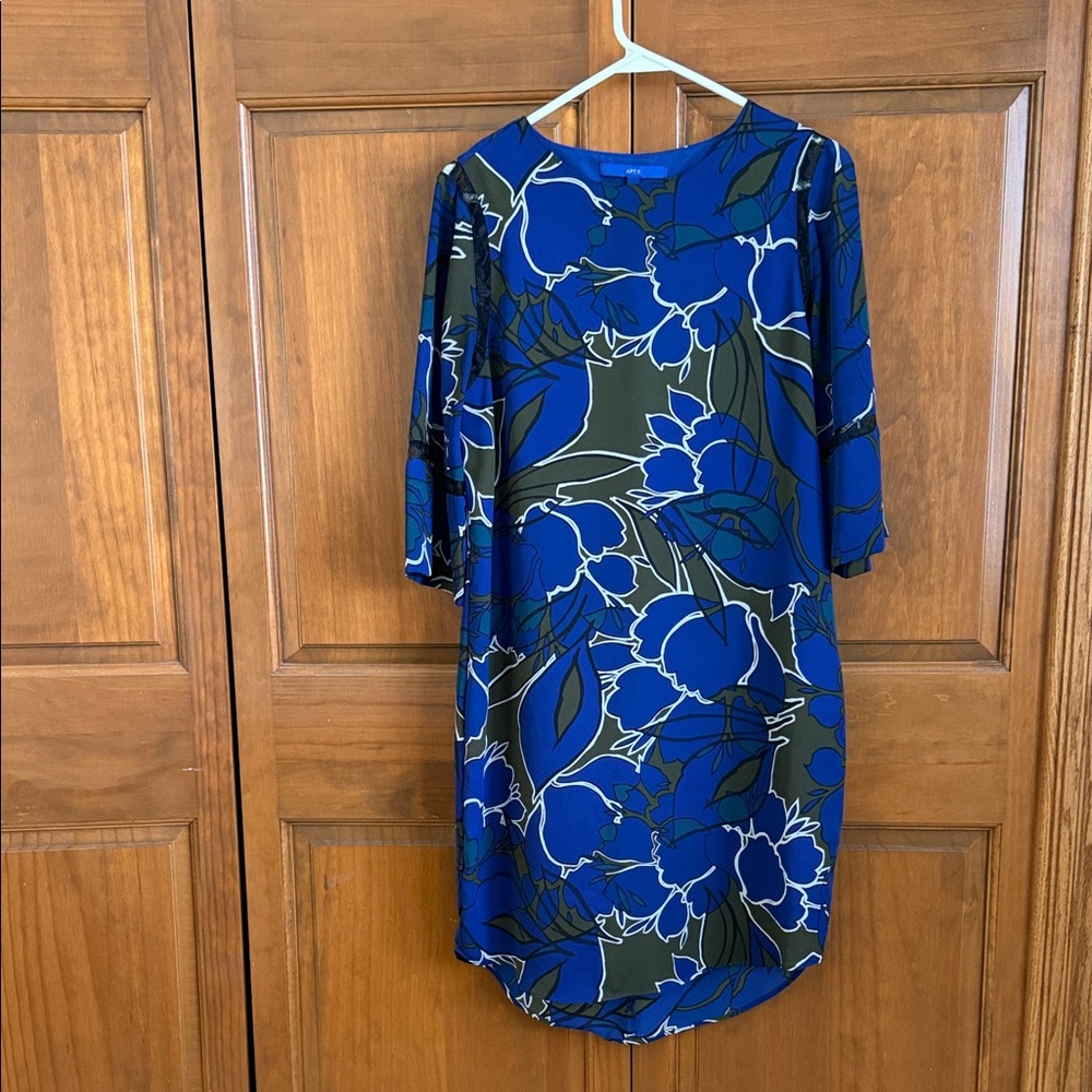 Apt. 9 Blue and Green Floral 3/4 Sleeve Dress
